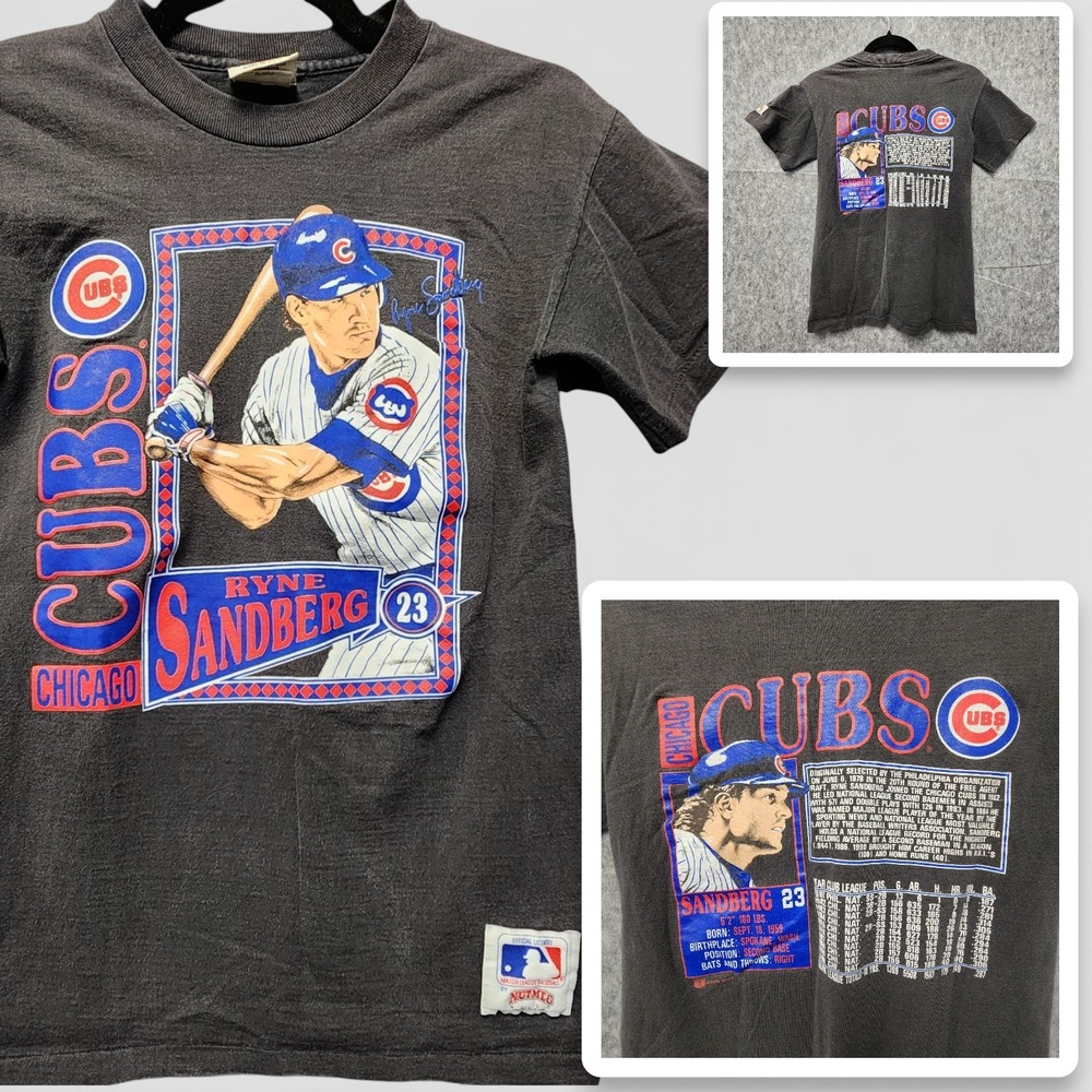 Vintage Ryan Sandberg Chicago Cubs Shirt Youth Kids Med Nutmeg Tag Single Stitch